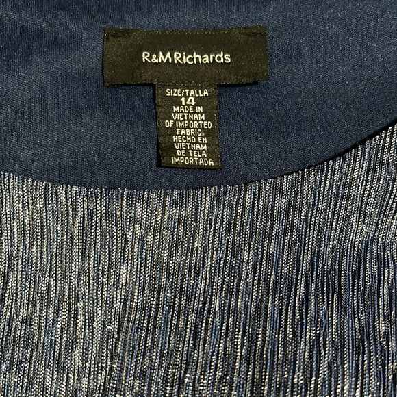 R&M Richards sz 14 Blue and Silver Dressy Tank Top w/ Built-in Necklace - Picture 3 of 3